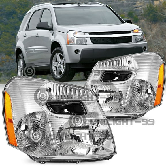 For 2005-2009 Chevy Equinox SUV Chrome Halogen Headlights Headlamp Sets 05-09