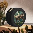 thumbnail image 6 of Yiaed Green Forest Dinosaur Print Travel Jewelry Case Bridesmaid Gift Boxes Jewelry Travel Organizer Small Round Jewelry Box Mini Storage-Black, 6 of 7