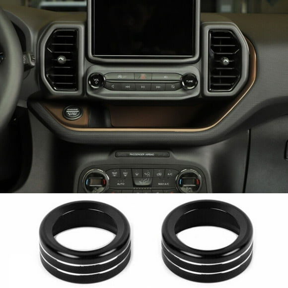2PCS Center Console Audio Switch Knob Trim Ring For Bronco Sport 2021+ Black