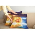 thumbnail image 2 of Ambesonne Abstract Throw Pillow Cover 2 Pack, Burning Basketball Art, 24", Blue Yellow, 2 of 7
