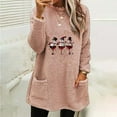 thumbnail image 2 of Jsaierl Merry Christmas Fleece Shirts for Women Funny Xmas Graphic Tees Stretch Round Neck T-shirt Short Sleeve Tunic Blouse Tops Christmas Costumes, 2 of 5