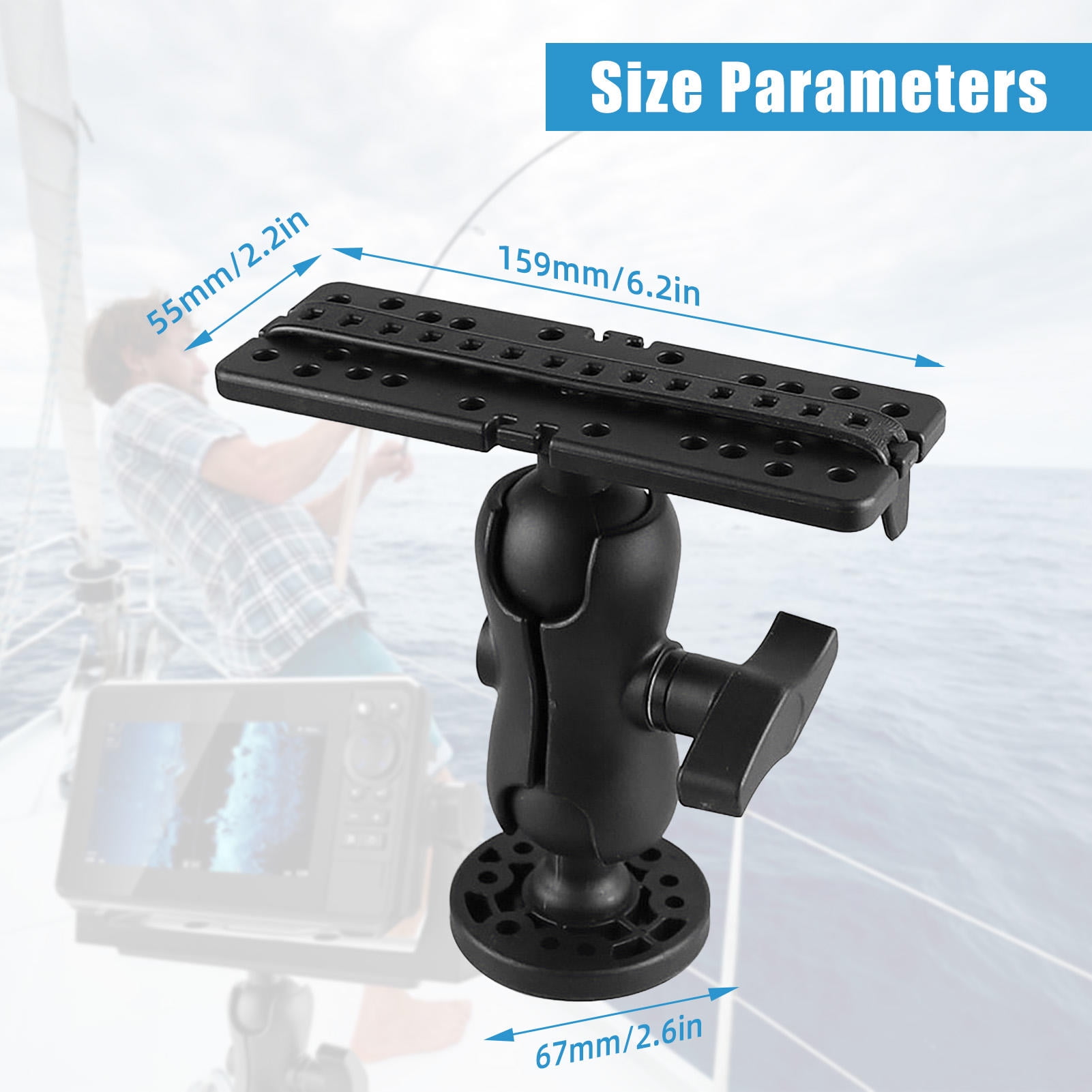 YAHHU 360° Rotating Fish Finder Mount Bracket – Adjustable, Lightweight Nylon Rack for Boat, Canoe, Kayak