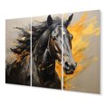 thumbnail image 2 of Designart "Vibrant Yellow Equine Yellow and Black Horse" Animals Metal Art Print Set, 2 of 5