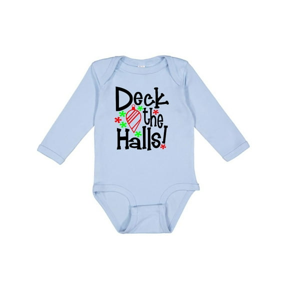 Inktastic Deck the Halls Christmas Ornament Boys or Girls Long Sleeve Baby Bodysuit