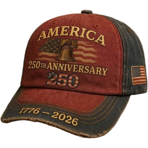 United States 250th Anniversary Red Cap, Patriotic Baseball Cap with Adjustable Retro Embroidered Design, for Men and Women, Ideal Gift
