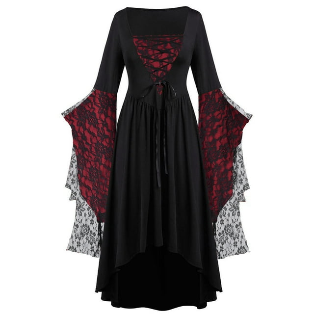 Babysbule Robe pour Femmes Liquidation Robe Vintage Classique Médiévale Longueur au Sol Renaissance Gothique à Manches Longues