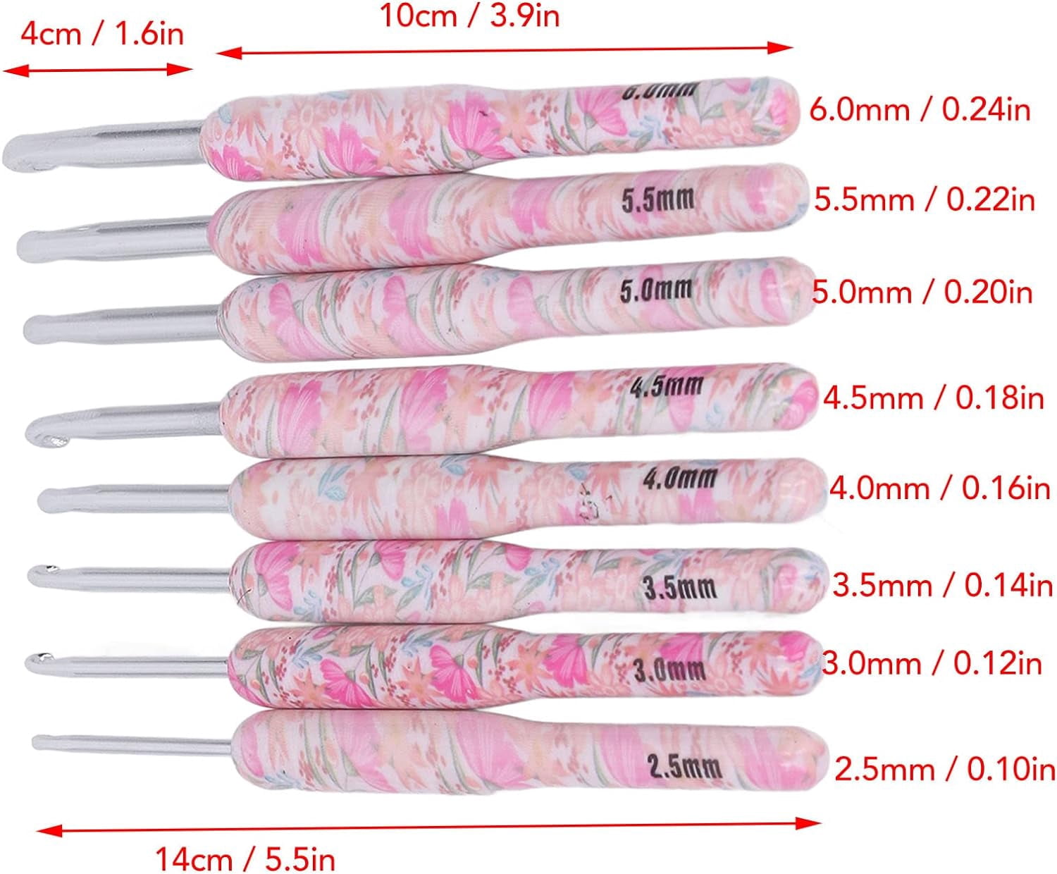 8Pcs Crochet Hook Set, Ergonomic Soft Grip Handles Yarn Knitting Needles for Arthritic Hand (Smash Flower)