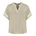 thumbnail image 4 of Roncen Women's Lace Sleeve Boho Top, Cropped Blouse with Raw Edge Hem and Button Front, Casual Summer Shirt, 4 of 4
