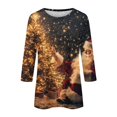 Womens Christmas Costumes 2024 Christmas Tree Graphic Tunic 3/4 Sleeve
