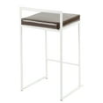 thumbnail image 4 of Fuji Contemporary Stackable Counter Stool In White With Brown Faux Leather Cushion - Set Of 2, 4 of 7