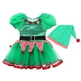 thumbnail image 3 of vastwit Girls Christmas Elf Santa Claus Costume Sequined Ice Skating Ballet Dance Tutu Dress with Hat Green 14, 3 of 7