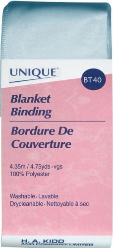 UNIQUE Blanket Binding, satin Polyester, White, 52 mm × 4.35 m, 52 mm x 4.35 m