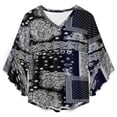 thumbnail image 4 of Paisley Women's V-Neck Blouse With 3/4 Ruffled Bell Sleeves Casual Top Ladies Blouses, 4 of 7