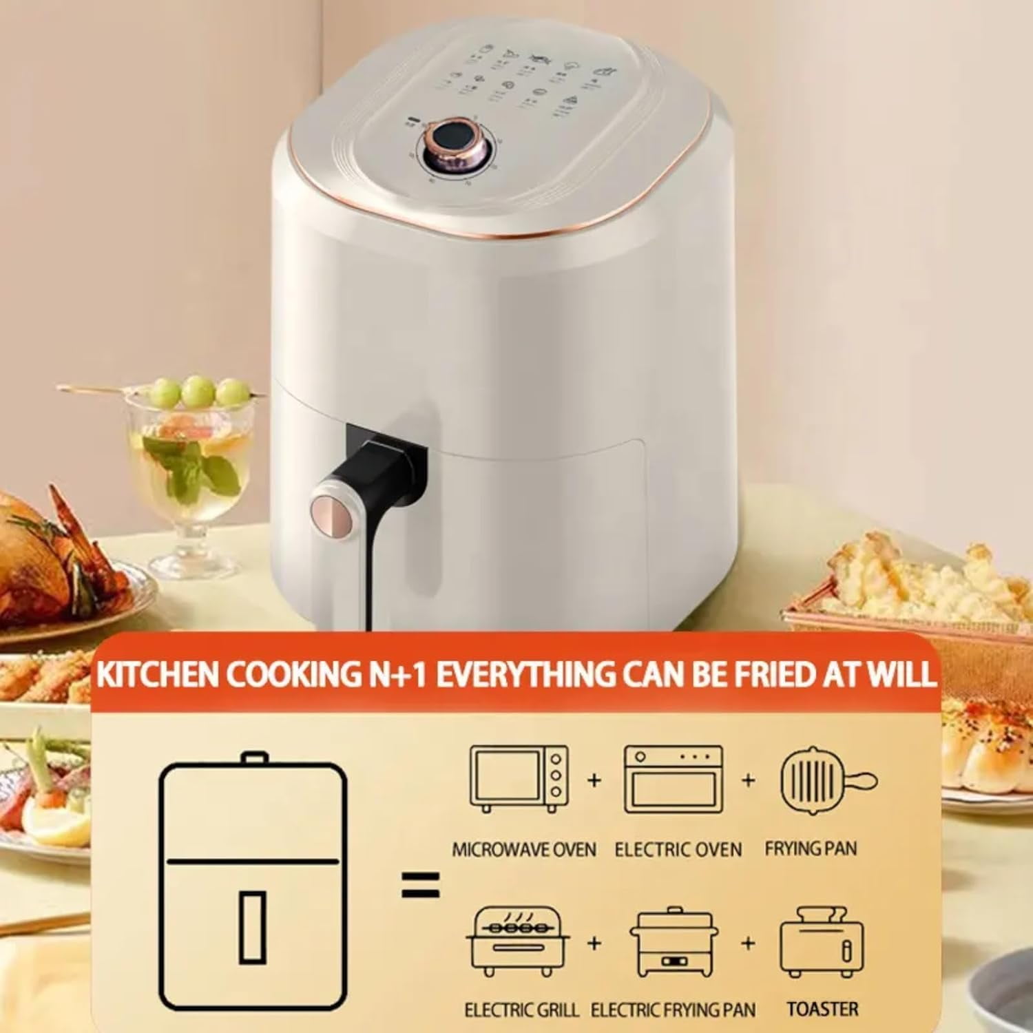 Smart Compact 7.5L Oil-Free Electric Air Fryer with Timer & Temp Control, Dishwasher-Safe, Fit for 2-4 People