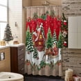 thumbnail image 3 of Christmas Bathroom Shower Curtain Reindeer Sled Cottage Trees Plants Snowflakes Red Wood Waterproof Washable Shower Curtains for Bathtub Bath Decor with Grommets and Hook 72 X 84 Inch, 3 of 8