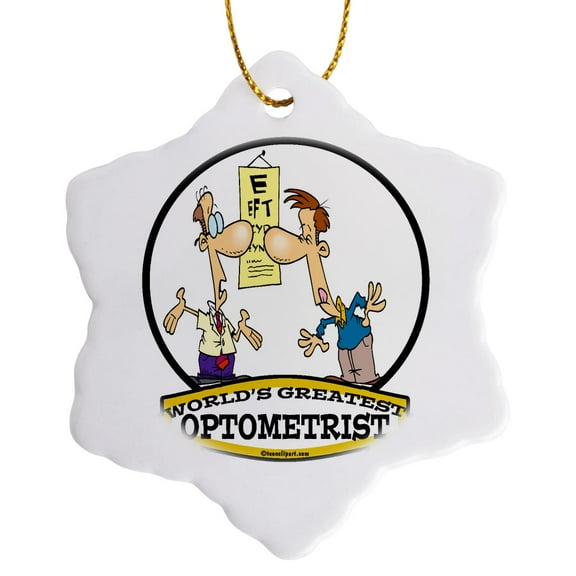 3drose, Funny Worlds Greatest Optometrist Occupation Job Cartoon, 3 inch Snowflake Porcelain Ornament