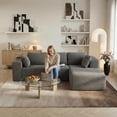 thumbnail image 3 of Gizoon 105" L Shaped Sectional Couch for Living Room, Memory Foam Cloud Sofa with Chaise, Modular Corduroy Floor Sofa, Grey, 3 of 9