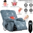 thumbnail image 5 of Power Lift Recliner Chair with Lumbar Heat Vibration Massage, Dual Motor Electric Lift Recliners Infinite Position Up to 350 LBS, Chenille Fabric Medium-Firm Lifting Assist Chair, Greyish Blue, 5 of 7
