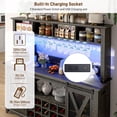 thumbnail image 5 of ANPOO 63"W Farmhouse Coffee Bar Cabinet with Power Outlet and LED Light, 58"H Wine Bar Cabinet with 4 Tier Storage Hutch, Kitchen Buffet Cabinet with 15 Wine and Glass Racks for Kitchen Dining Room, 5 of 8