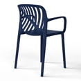 thumbnail image 5 of WestinTrends Playa 5-Piece Outdoor Resin Round Patio Dining Table Set with Modern Stackable Patio Dining Chairs, Navy Blue, 5 of 15