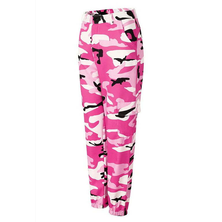  ZODLLS Women's Camo Pants Cargo Trousers Cool Camouflage Pants  Elastic Waist Casual Multi Jogger Pants with Pocket Hot Pink-S : Clothing,  Shoes & Jewelry