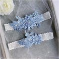 thumbnail image 3 of Juego de ligueros de boda, ligueros de encaje de novia, accesorios de lencería de boda (azul) Feliz Sencillez, 3 of 5