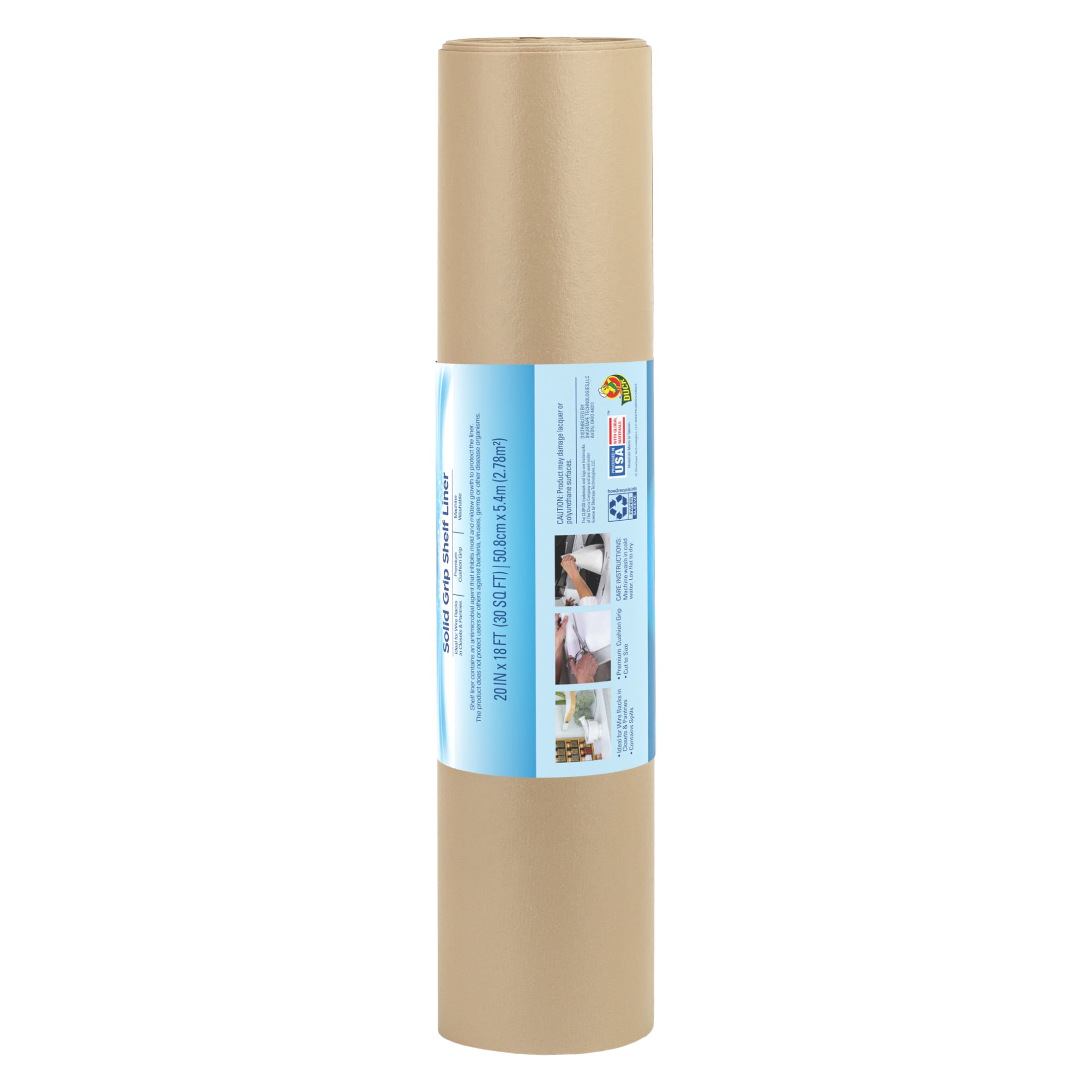 (2 pack) Solid Grip Shelf Liner with Clorox, Taupe, 20 in. x 18 ft. Roll