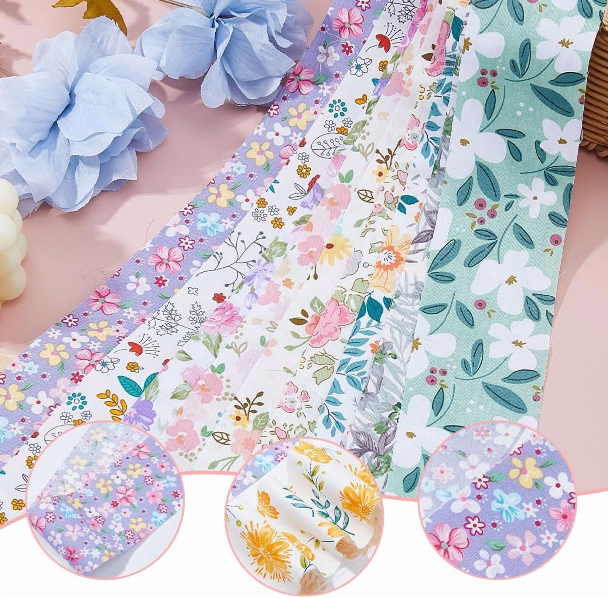 40Pcs Jelly Roll Fabric Cotton Fabric Quilting Strips Flower Pattern Fabrics Cotton Strips Bundle DIY