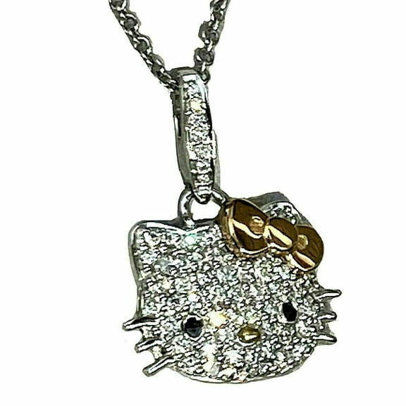 2Ct Round Cut Lab Created Diamond Hello Kitty Pendant 14K White Gold Plated