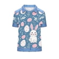 thumbnail image 4 of Easter T-Shirt for Women Artistic Rabbit with Floral Egg Print Short Sleeve Raglan Neck Loose Fit Festive Graphic Holiday Top, 4 of 6