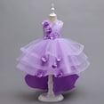 thumbnail image 2 of FAOWME Toddler Kids Girl Dress Summer Sleeveless Flower Princess Dress Catwalk Performance Dress Purple 6-7 Years, 2 of 8