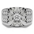 thumbnail image 3 of TwoBirch Sterling Silver Round Channel Set Sun Burst Style Men's Ring With Brilliant Moissanite(2Ct. Size 7), 3 of 7