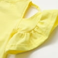 thumbnail image 5 of OGLCCG Toddler Baby Girls Cotton T Shirt Off-Shoulder Ruffle Trim Short Sleeve Basic Tees Top Casual Loose Summer Solid Color Blouse, 5 of 6