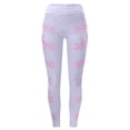 thumbnail image 4 of Leggings For Women Pink Ribbon Butterfly Print Breast Cancer Awareness 4-Way Stretch Casual Tummy Control Leggings, 4 of 5