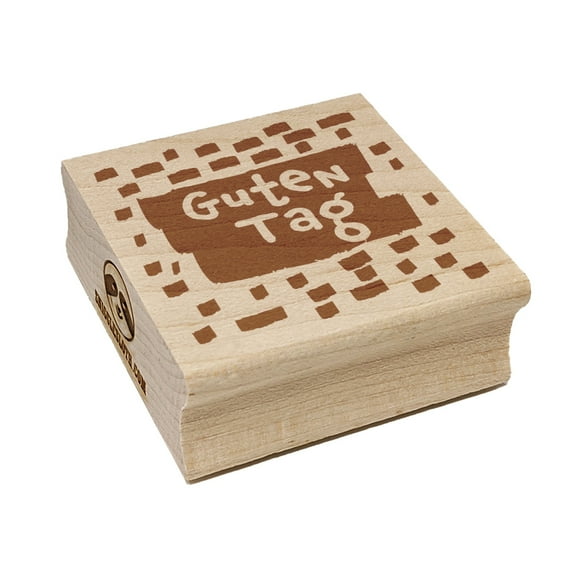 Guten Tag Hello German Doodle Square Rubber Stamp Stamping Scrapbooking Crafting - Small 1.25in