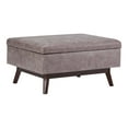 thumbnail image 7 of Owen 34 inch Wide Mid-Century Modern Coffee Table Storage Ottoman in Distressed Grey Taupe Vegan Leather, 7 of 7