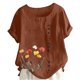 thumbnail image 1 of Vestidos Casuales Para Mujer, Blusas De Mujer De Moda Camiseta informal de verano con cuello redondo, manga corta y botones estampados para mujer, 1 of 4