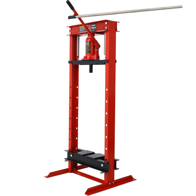 BENTISM Hydraulic Shop Press 12 Ton H-Frame Benchtop Garage Floor Press  with Heavy Steel Plates Adjustable Workbench 