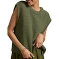 thumbnail image 2 of Spring Autumn Womens Sleeveless Knit Sweater Vest Crewneck Sweaters Ribbed Casual Loose Tank Tops, 2 of 4