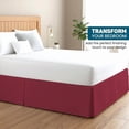 thumbnail image 2 of 550-TC Egyptian Cotton Dust Ruffle/Bed Skirt Queen Size 1-Pieces Split Corner Tailored Bed Skirt 16" Inch Drop Length Burgundy Stripe, 2 of 5