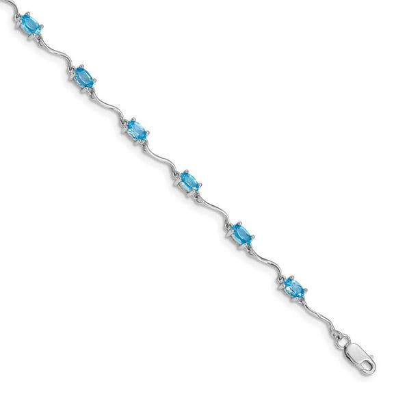 Primal Silver Sterling Silver Rhodium-plated Blue Topaz Bracelet