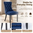 thumbnail image 6 of PAPROOS Upholstered Dining Chairs Set of 2, Velvet Dining Chairs with Button-Tufted Back, Back Ring and Nailhead Trim, Modern Farmhouse Kitchen Chairs with Solid Wood Legs, Blue, 6 of 11