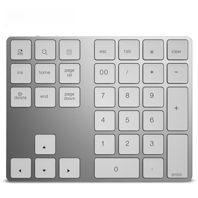 Teclado numérico Bluetooth con teclas, teclado numérico de aleación de aluminio para computadora portátil