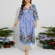 thumbnail image 3 of WILLBEST Vestido De Lino Para Mujer, Moda Informal De Primavera, Talla Grande, Floral, De Gasa, Cintura Elástica, Mangas Acampanadas, Vestido De Fiesta, 3 of 3