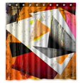 thumbnail image 1 of Cortina de Ducha ABPHQTO Cuadrados Triángulos Pintar Trazos Salpicaduras Poliéster Impermeable 160x180 cm, 1 of 1