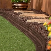 GroundSmart Brickface Landscape Edging, 4' Brown Rubber Garden Edging Border, 48 pack
