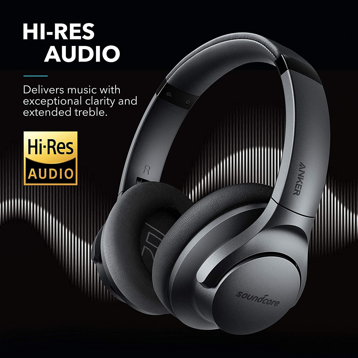 Anker Soundcore Life Q20 Hybrid Active Noise Cancelling Headphones with 40H Playtime, Hi-Res Audio, Deep Bass