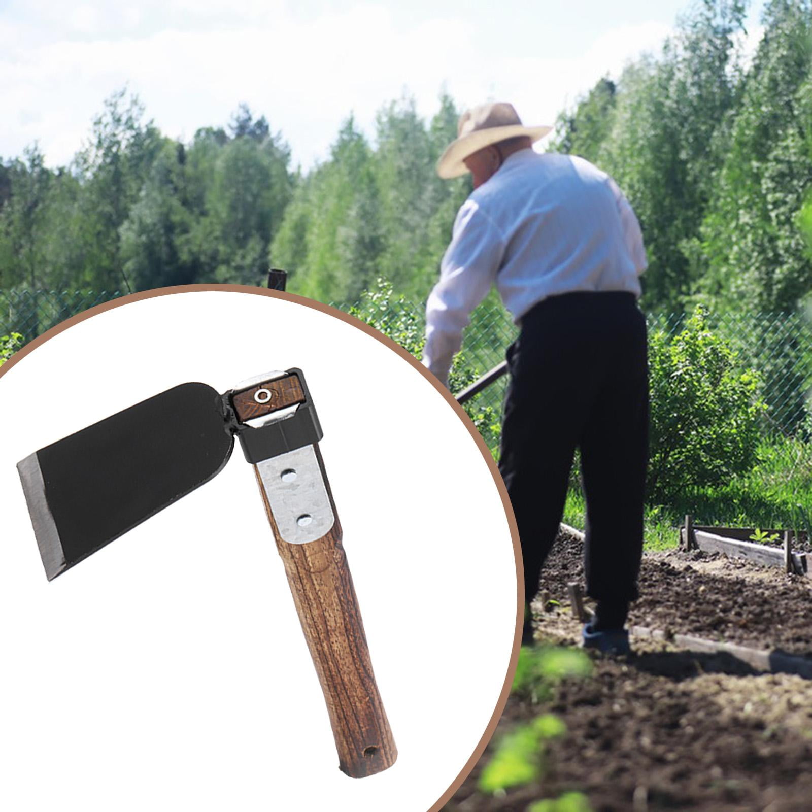 Miulika Garden Hoe Garden Tool Carbon Steel Sturdy Wood Handle Hand Tiller Hand Tool for Yard Tilling Planting Loosening Soil Weeding