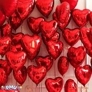 PMU Valentines Day Red Heart Shaped 18 Inches Mylar - Foil Balloons Pkg/50