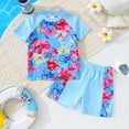 thumbnail image 5 of Piomll Girls Swimsuits Cute Cartoon Floral Print With Short Sleeves Shorts Kids Beachwear, 5 of 9
